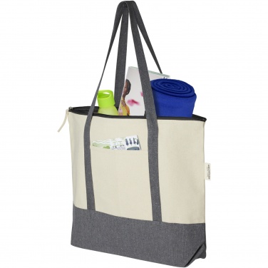 Logo trade promotional items image of: Repose 320 g/m² recycled cotton zippered tote bag 10L